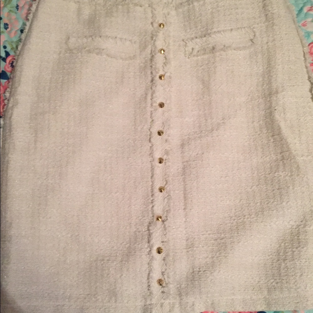 JLo winter white skirt with gold detail